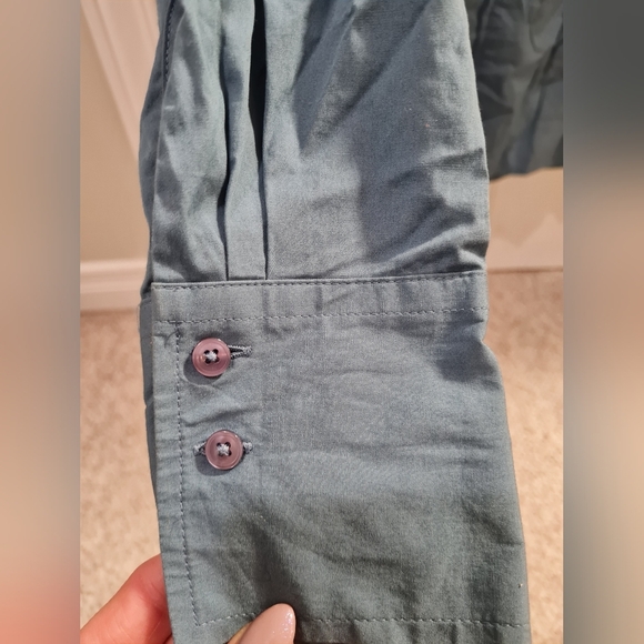 Ann Taylor Turquoise Button-Down Long Sleeve Blouse - Picture 6 of 7